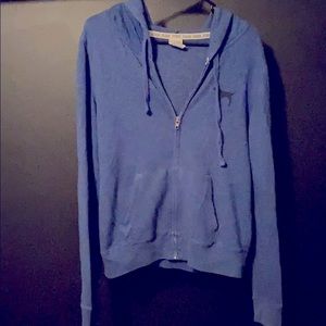 PINK full zip light weight blue hoodie